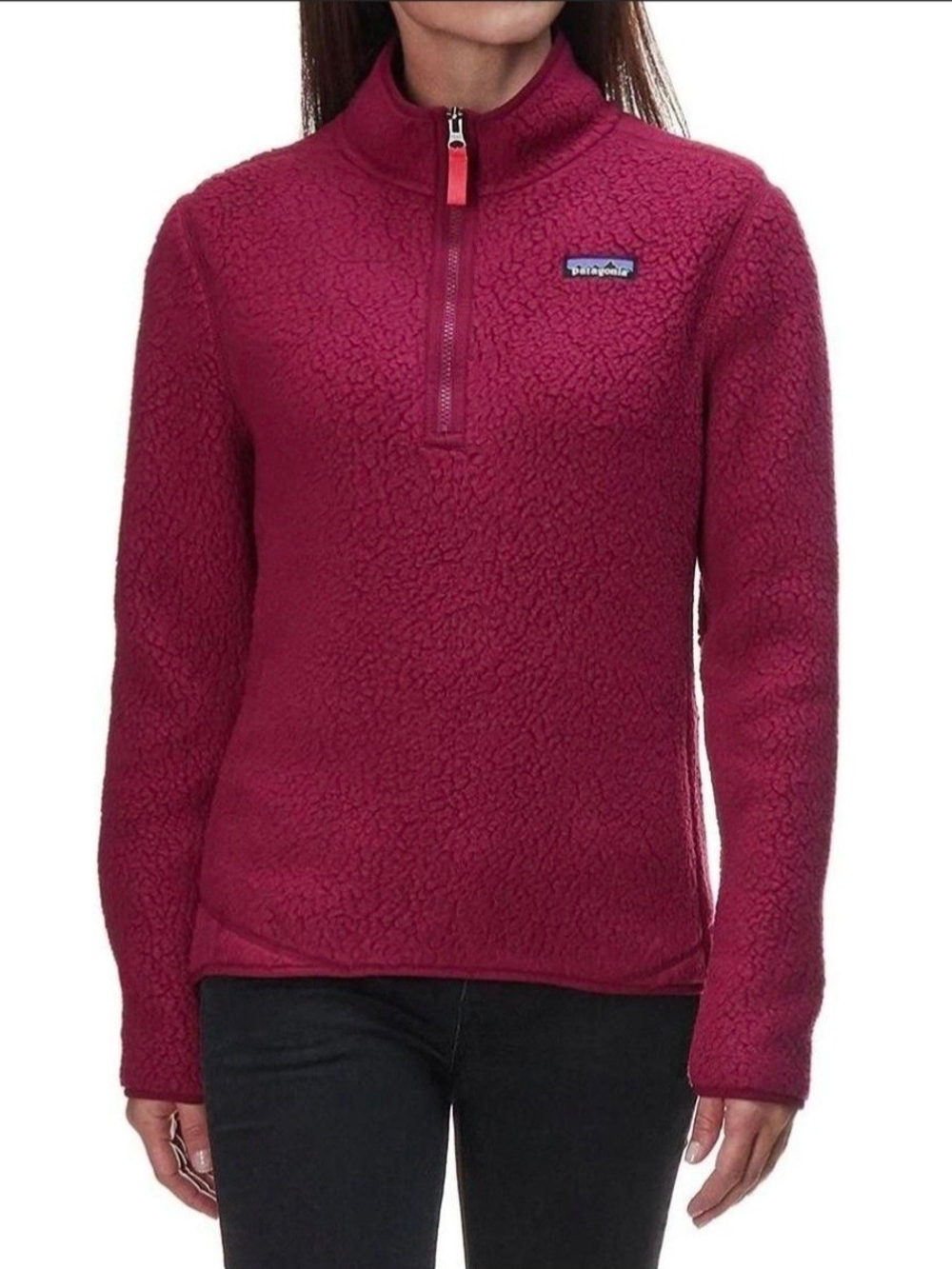 Patagonia Retro Pile 1/4 Zip Fleece Jacket Burgundy Pink Women's Size S